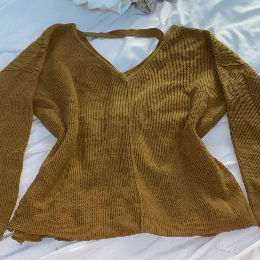 Pink Rose Warm Brown V-Neck Sweater